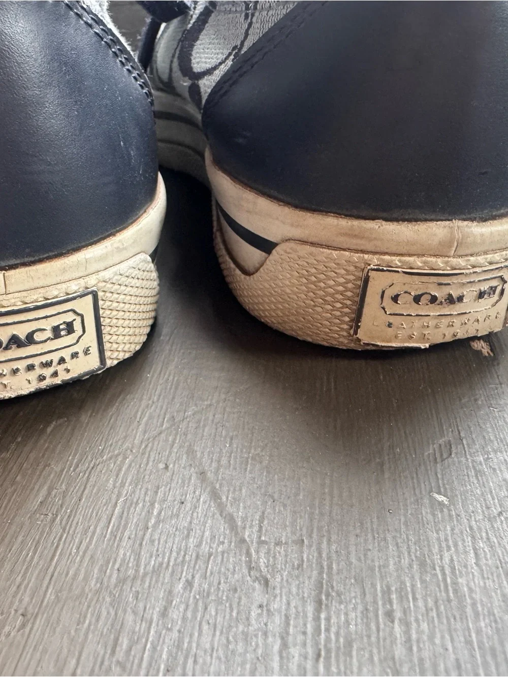 Coach Navy and White Signature Canvas Low-Top Sneakers